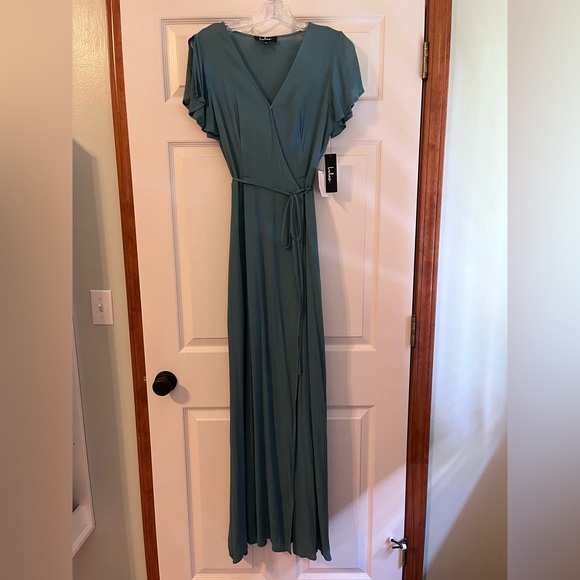 Lulu’s Heart of Marigold Teal Blue Wrap Maxi Dress - Picture 2 of 5